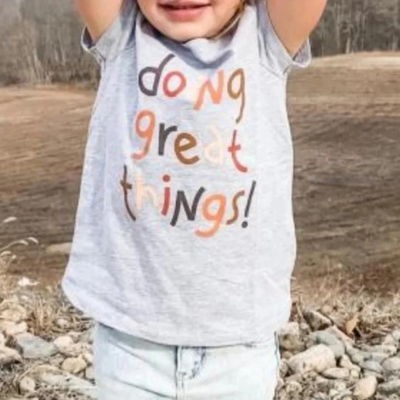 Cat & Jack Doing Great Things Graphic Short Sleeve Tee Shirt Fall Colors Unisex - Picture 8 of 10